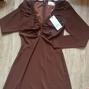 Keepsake Chocolate Rich Brown Long Sleeve Dress